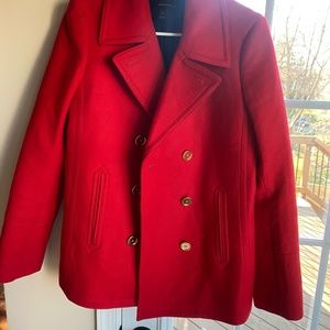 Like New JCrew Italian Wool Red Peacoat